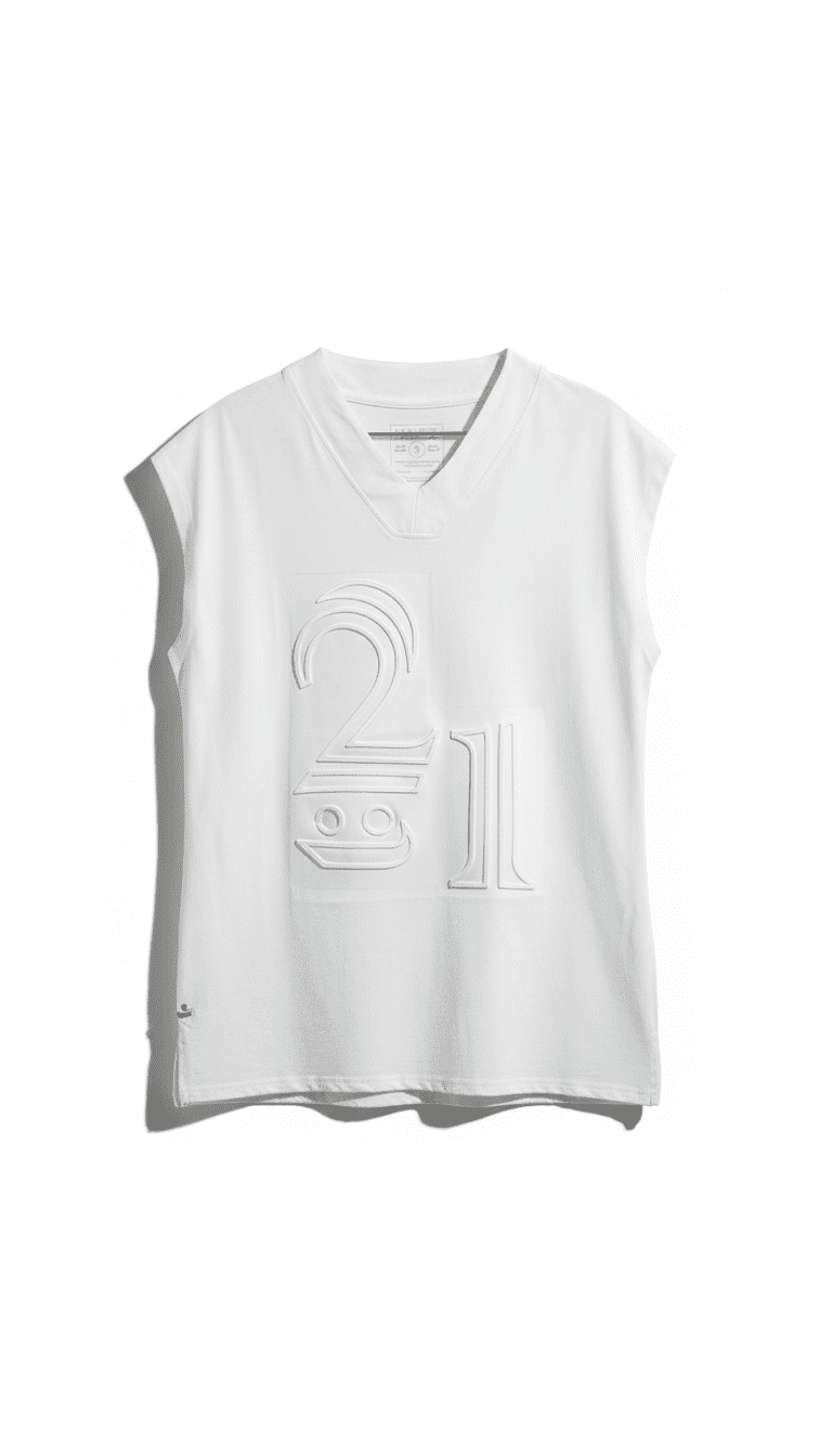 Stylish Embossed 21 White Tank Top