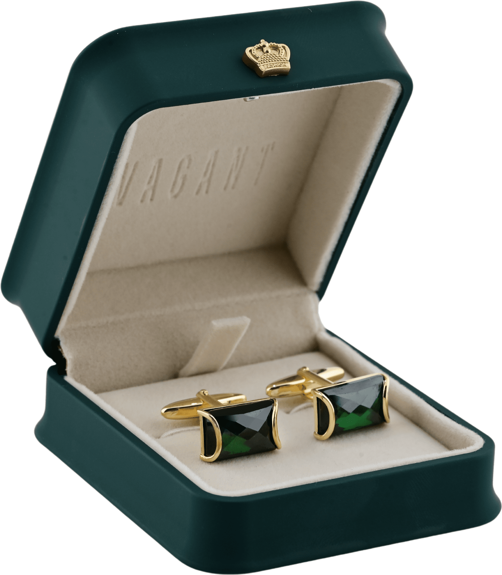 Stylish Cufflinks With Deep Green Gemstone
