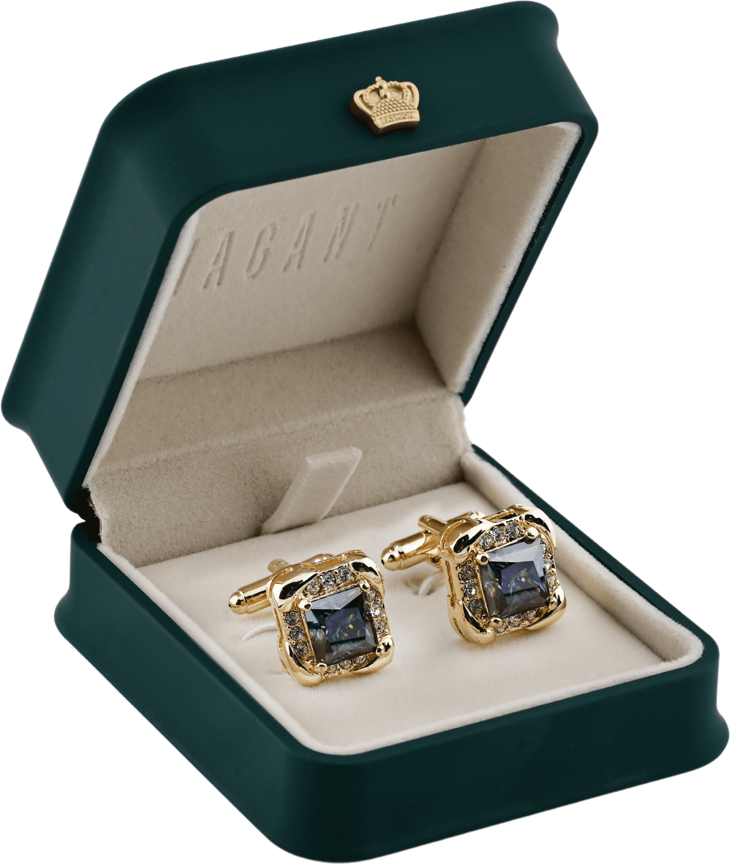 Gold Cufflinks With Iridescent Stone | Elegant Fashion