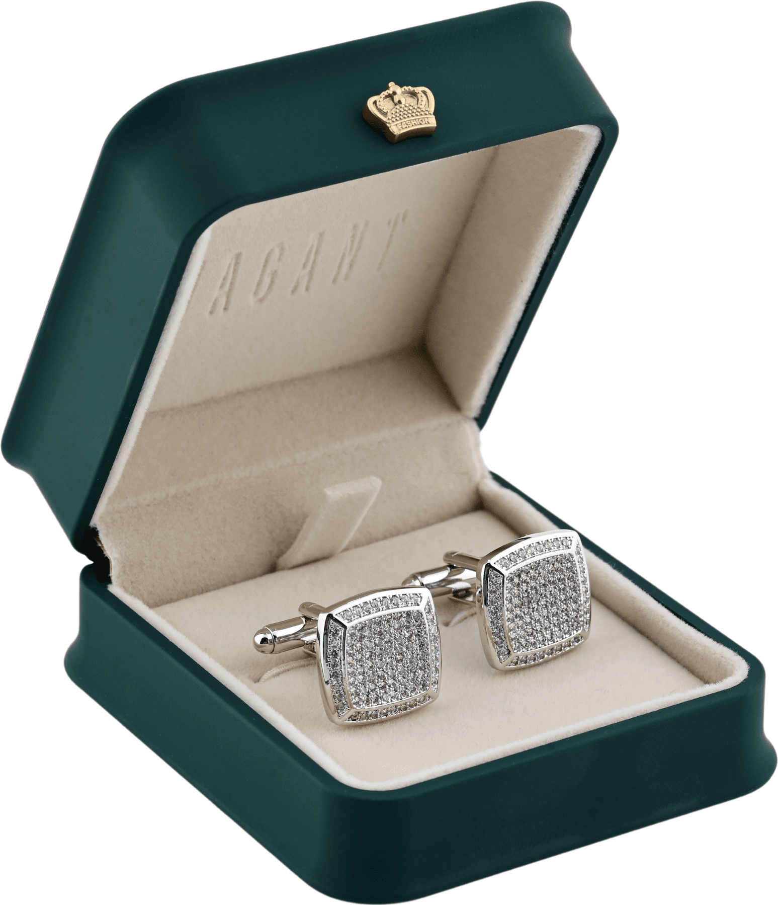 Stylish Diamond Design Cufflinks With Silver Frame