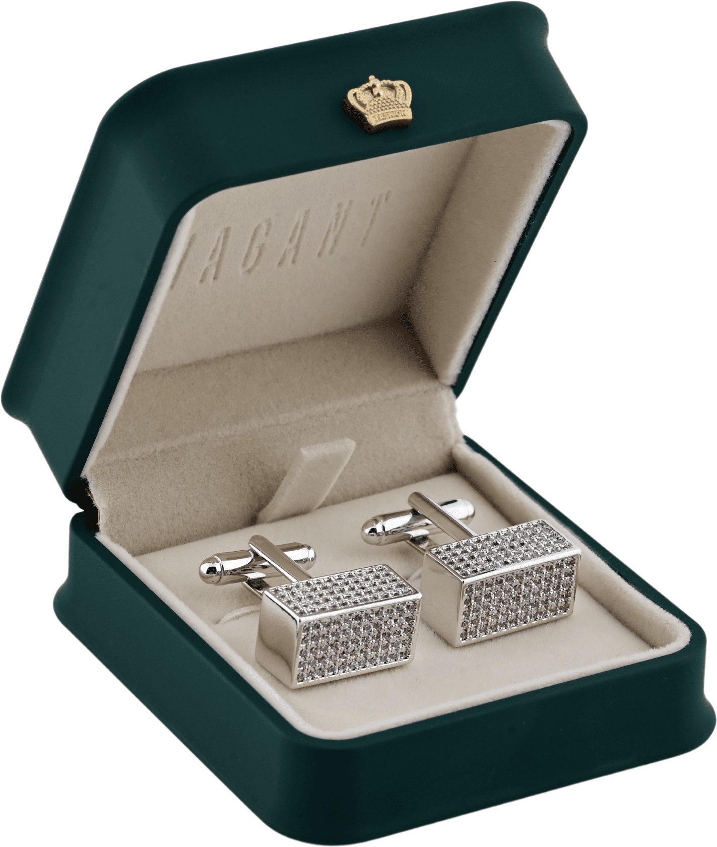 Premium Diamond Design Cufflinks With Rectangular Silver Frame