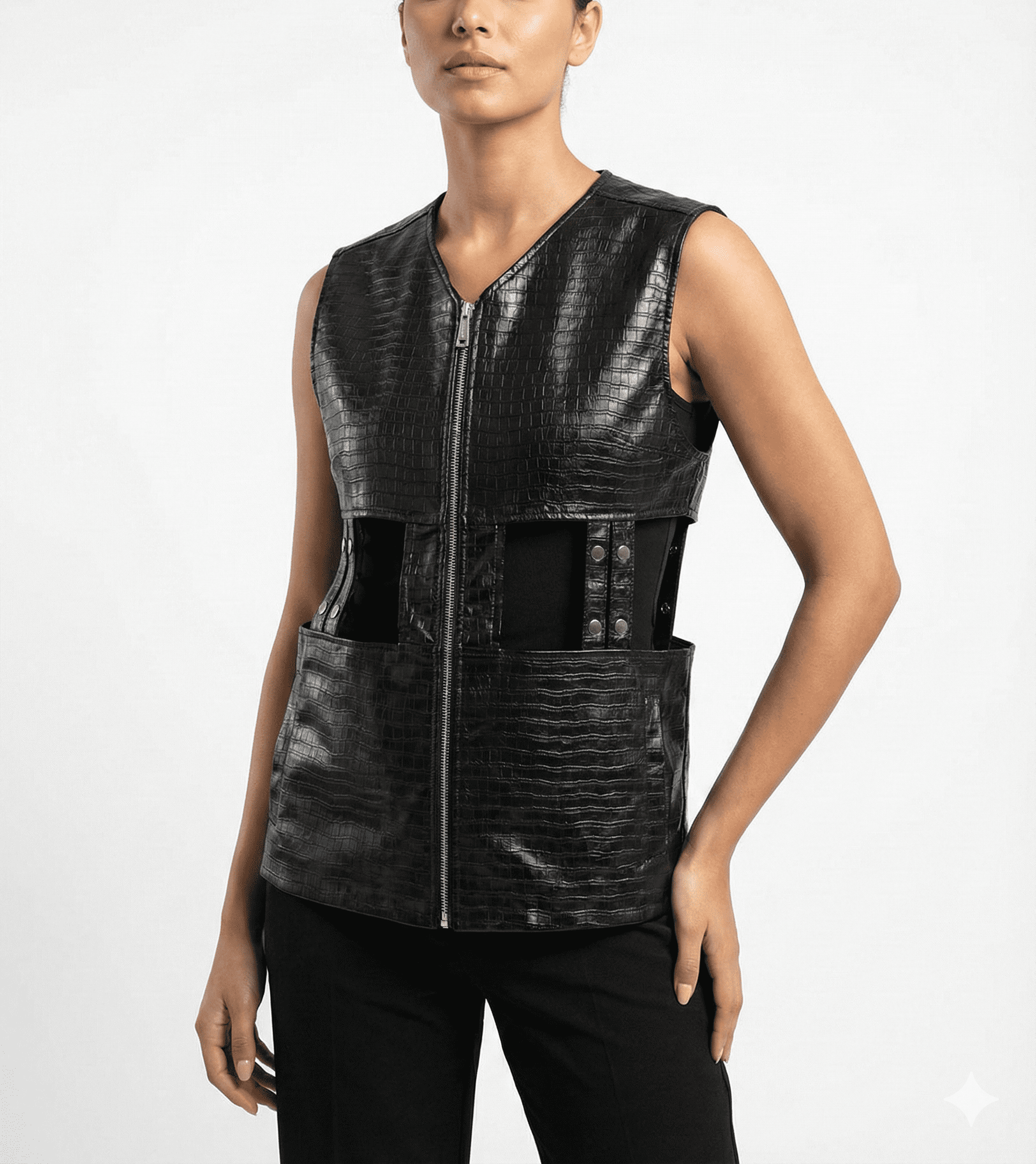 Premium Black Sleeveless Biker Leather Vest