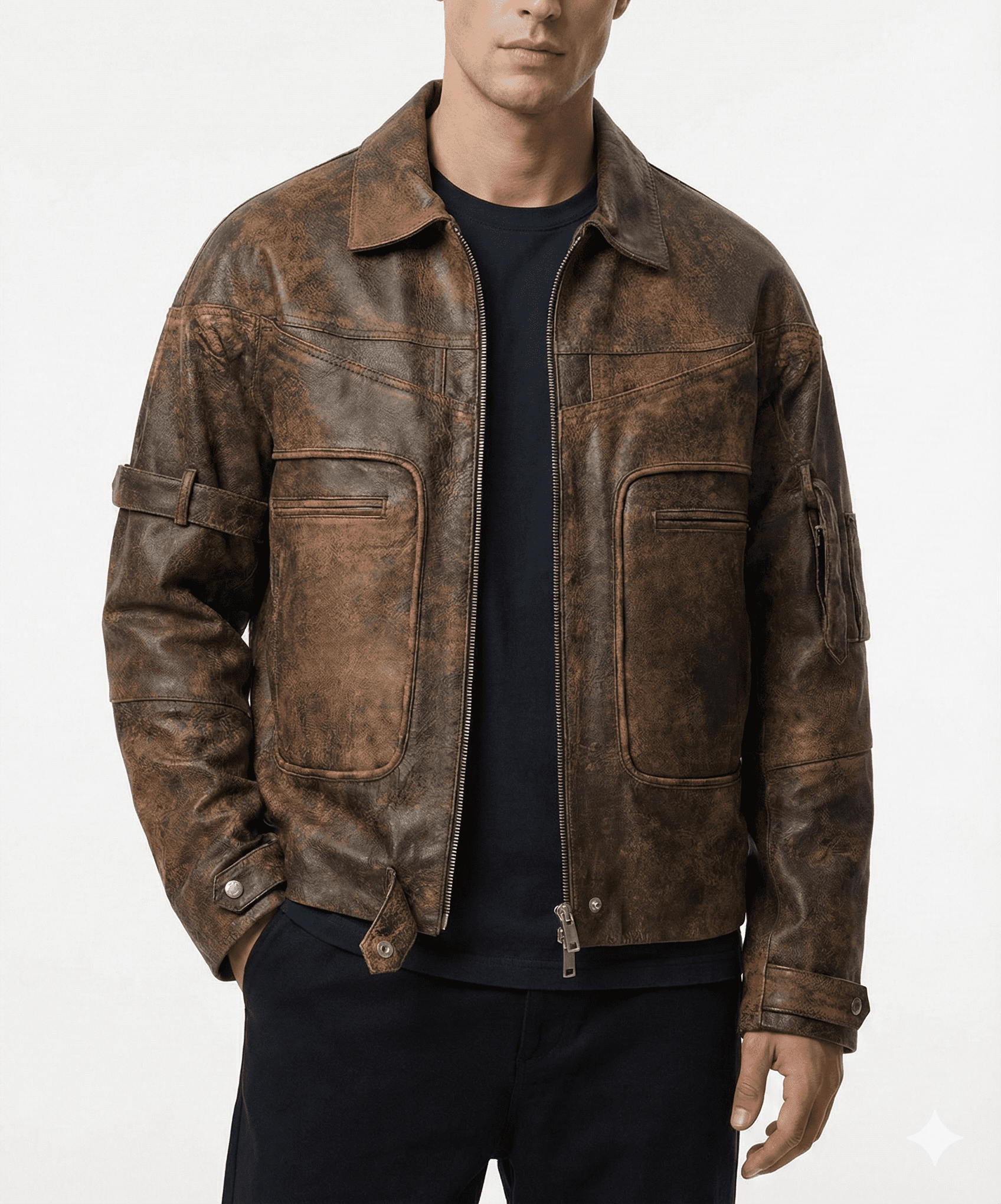 Latest Vintage Brown Distressed Leather Motorcycle Jacket - Buy i