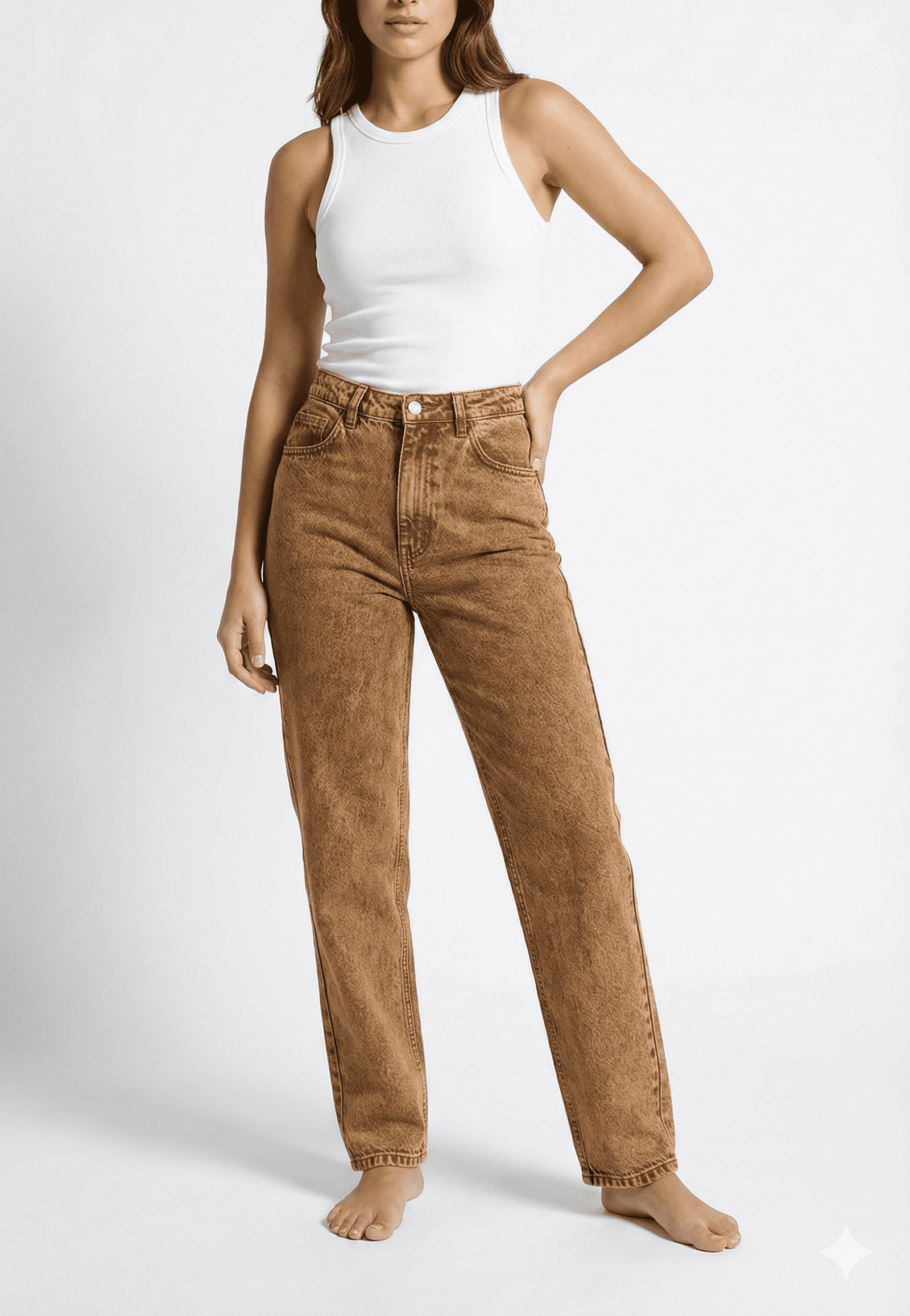 Premium Mustard Brown Slim-Fit Denim Jeans
