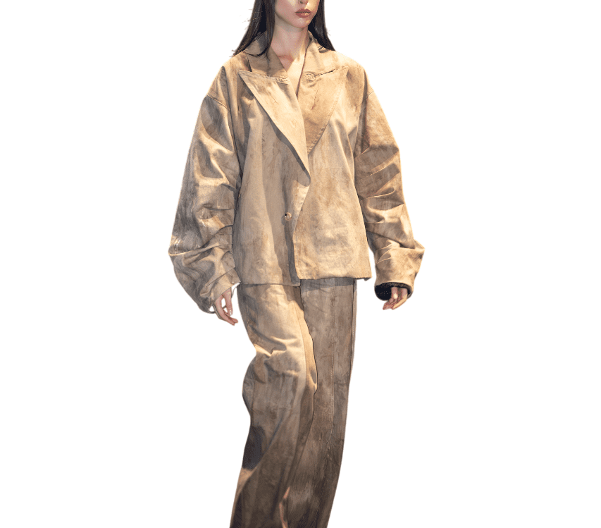 Latest Tan Suede-Effect Relaxed Fit Blazer Jacket
