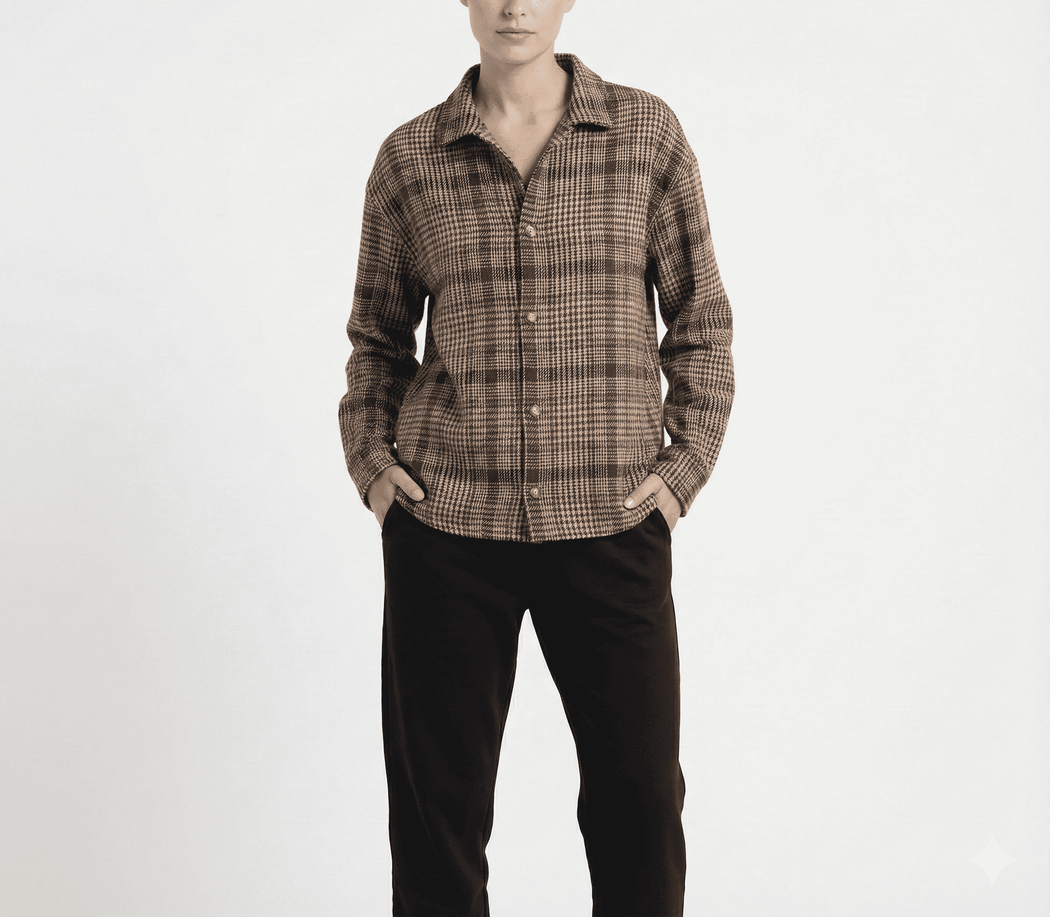 Premium Brown Checkered Cropped Jacket Shirt