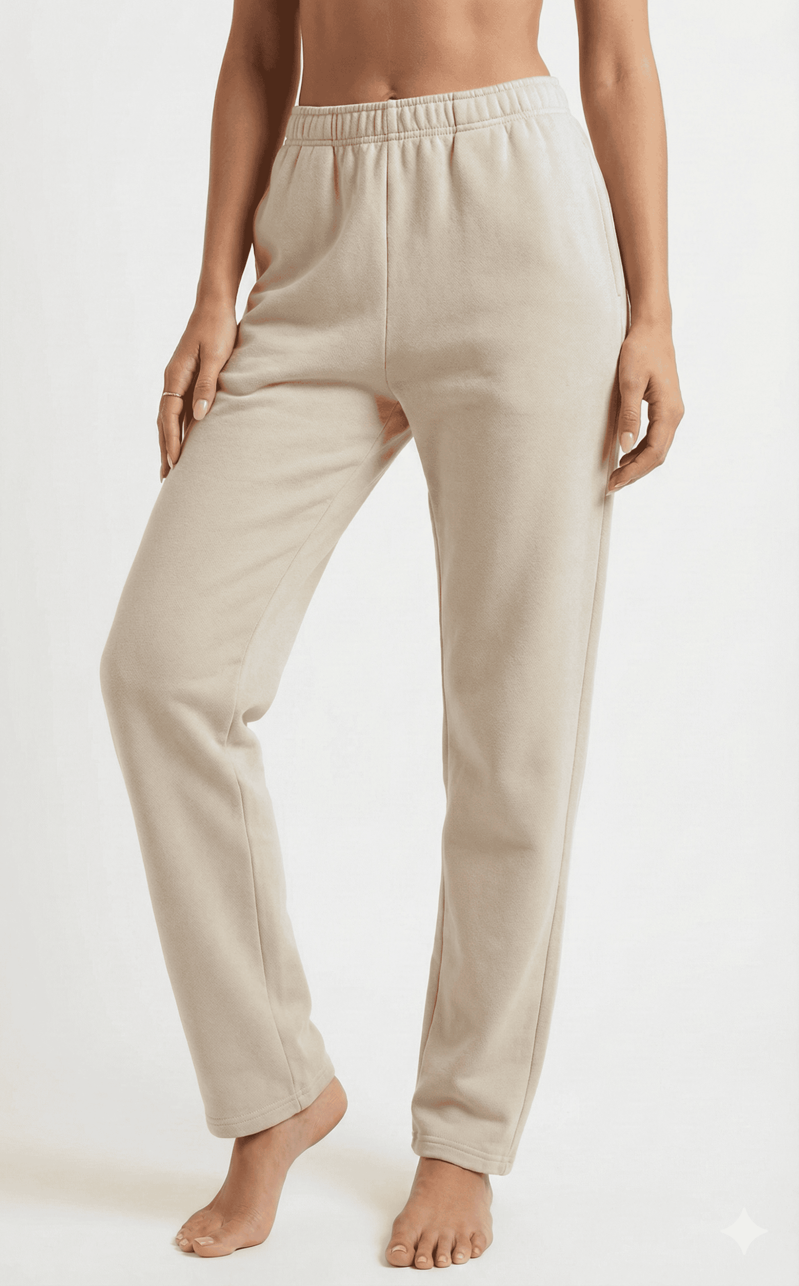 Cream Casual Wear Trousers