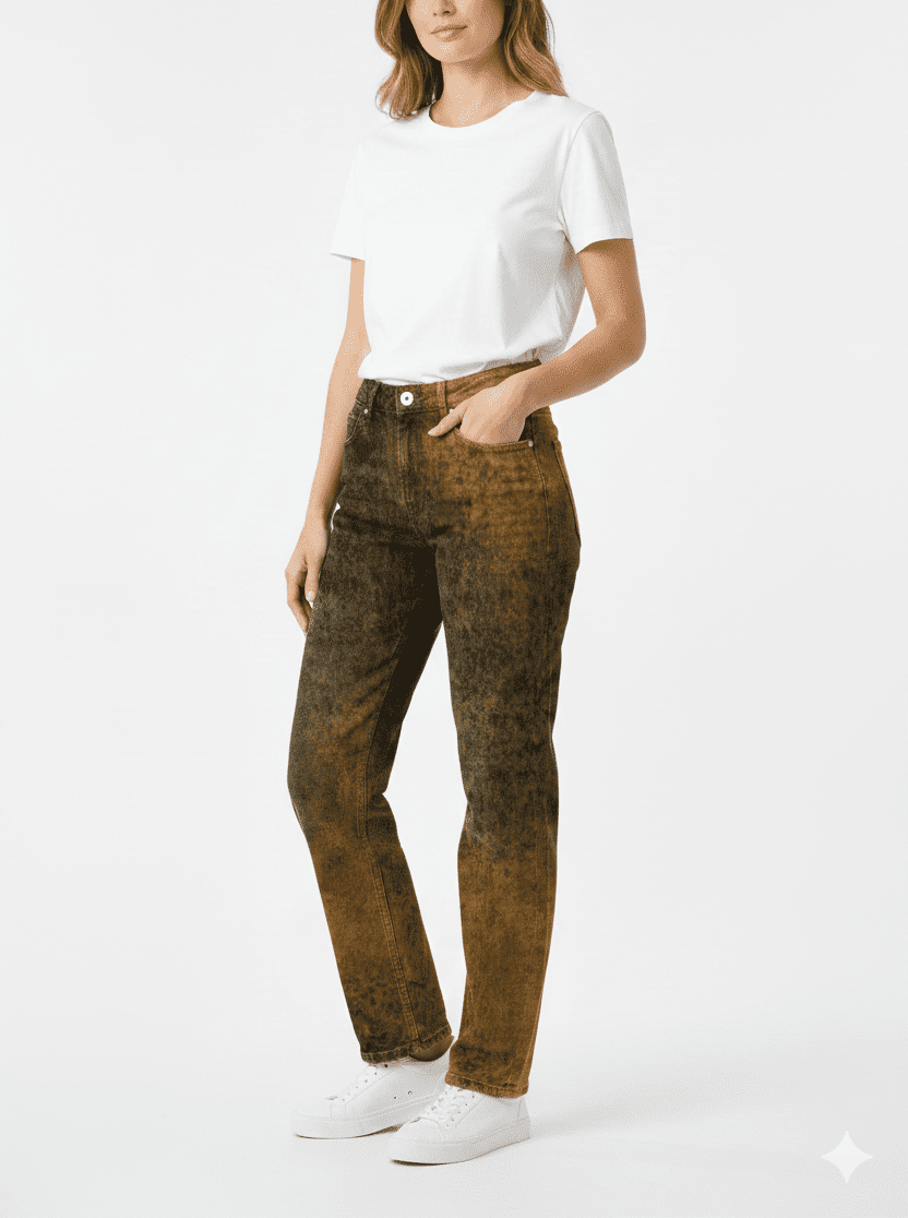 Premium Mustard Printed Casual Fit Jeans