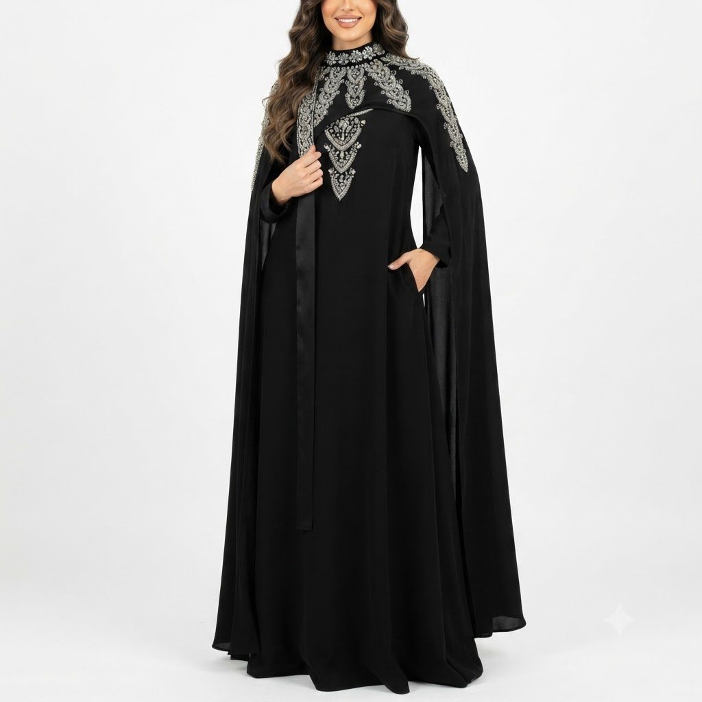 Black Statement Cape Kaftan